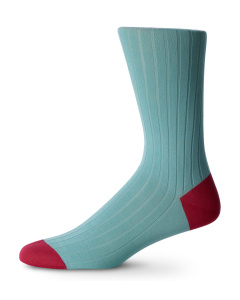 English Cotton Lisle Socks Light Turquoise & Pink