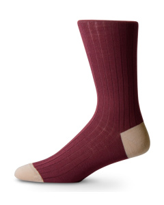 Italian Merino Wool Socks Burgundy & Cream